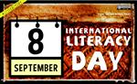 September 8, International Literacy Day; a calendar page overlayed on an image of Teotitlan del Calle, Oaxaca, Mexico 